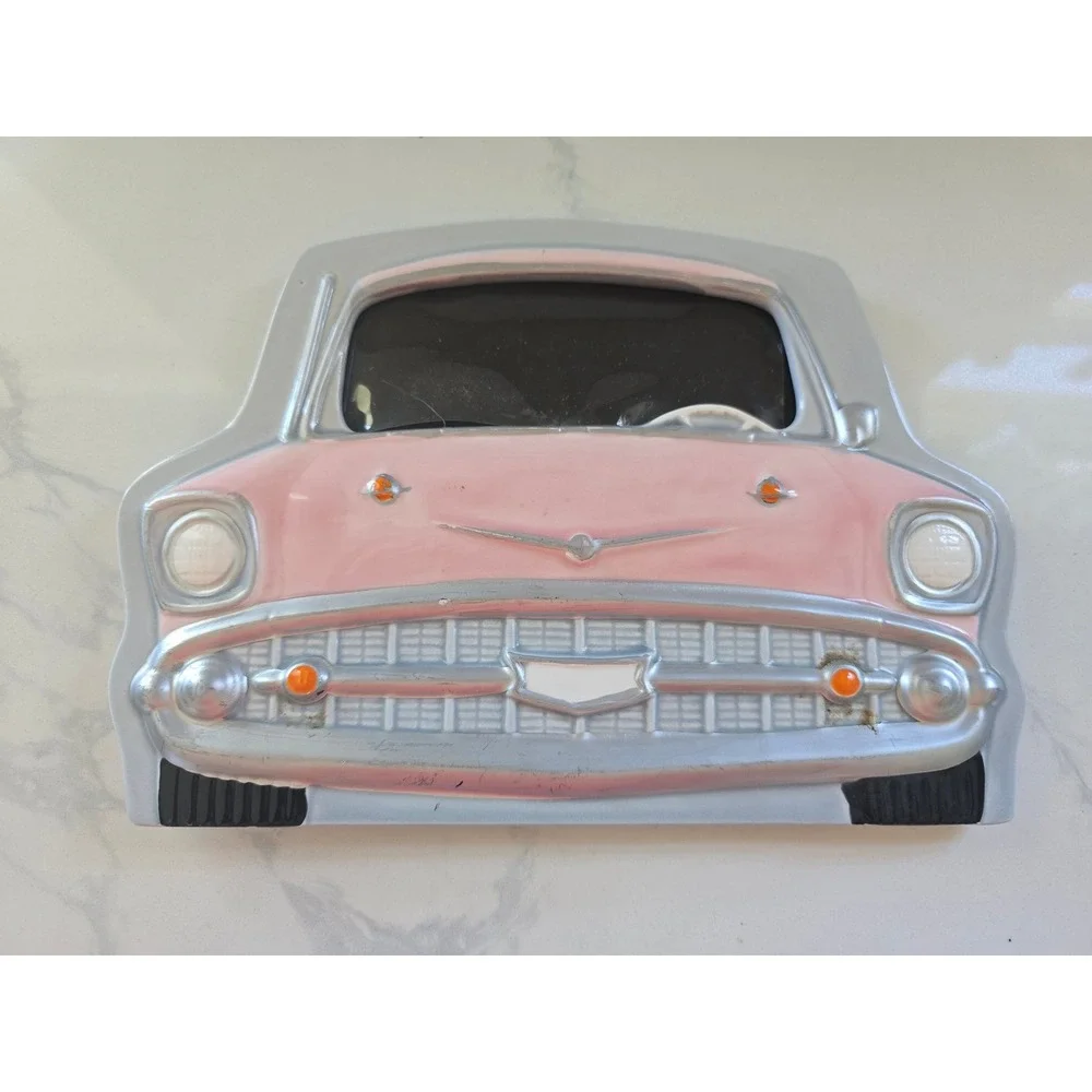 Vintage 1987 Exclusive Gifts Japan Pink Classic Car Ceramic Picture Frame 50s